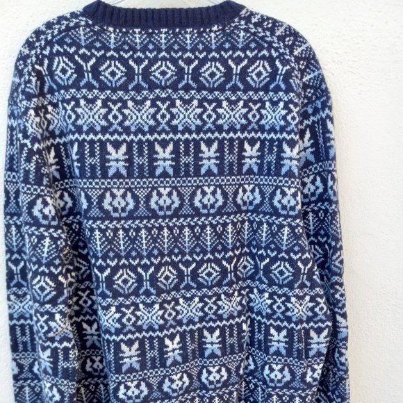 Tommy Hilfiger Blue & White Lambswool Blend Fair Isle Sweater Size XL Apres Ski - Picture 6 of 14